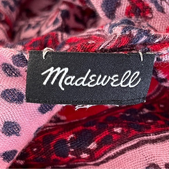 Madewell Women's Pink Floral Fringe Scarf Linen Viscose Multicolor 27 x 78 - Picture 6 of 6
